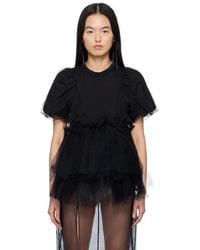 Simone Rocha - ブラック チュール オーバーレイヤー パフスリーブ チュチュ ヘム トップス - Lyst