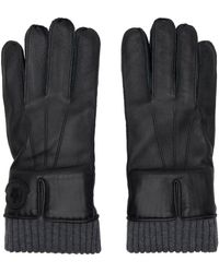 Moncler - Black Leather Gloves - Lyst