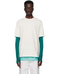 Jil Sander - T-shirt à manches longues étagé blanc cassé et bleu - Lyst