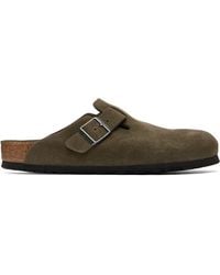 Birkenstock - Khaki Boston Soft Footbed Suede Leather Loafers - Lyst