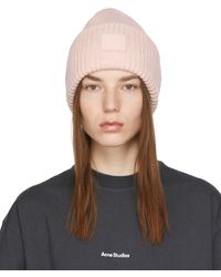 Acne Studios Wool Face Logo Beanie in Neon Pink (Pink) | Lyst