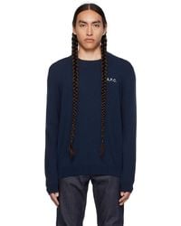 A.P.C. - . Navy Embroidered Sweater - Lyst