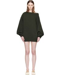 MM6 by Maison Margiela - Khaki Off-Shoulder Knit Minidress - Lyst