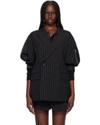 Sacai - ブラック Wool Silk Suiting & Nylon Twill テーラードジャケット - Lyst