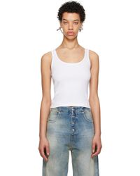MM6 by Maison Martin Margiela - White Ribbed Tank Top - Lyst