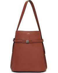 TOTEME - Tan Belted Grained-Leather Bucket Bag - Lyst