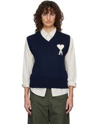 Ami Paris - Wool & Cotton Sleeveless Ami De Coeur Vest - Lyst
