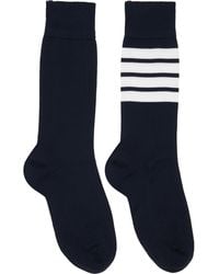 Thom Browne - Cotton 4-Bar Mid Calf Socks - Lyst