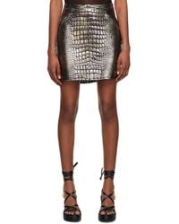 Tom Ford - Silver Croc-embossed Miniskirt - Lyst