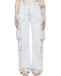 MSGM - Oversized Denim Cargo Pants - Lyst