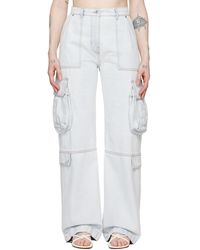 MSGM - Pantalon cargo surdimensionné bleu en denim - Lyst