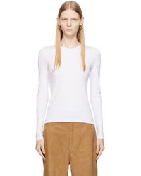 REMAIN Birger Christensen - White V-neck Long Sleeve T-shirt - Lyst