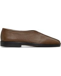 Lemaire - Brown Flat Piped Slippers - Lyst
