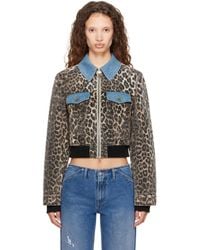 Ganni - Print Denim Small Bomber Jacket - Lyst