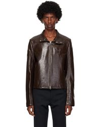 Courreges - ブラウン ジップアップ ビニール バイカージャケット - Lyst
