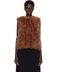 Yves Salomon - Tan Cropped Feather Gilet Vest - Lyst