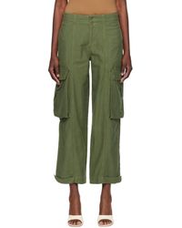 FRAME - Green Wide Leg Cargo Pants - Lyst