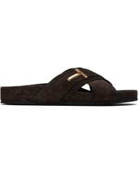 Tom Ford - Suede Wicklow T Slides - Lyst