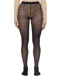 Wolford - Black Floral Jacquard Tights - Lyst