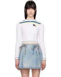 MSGM - ホワイト ロゴ刺繍 セーター - Lyst