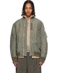 Sacai - Khaki Nylon Twill Blouson Bomber Jacket - Lyst
