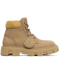 Moncler - Tan Peak City Nubuck & Suede Lace-Up Boots - Lyst