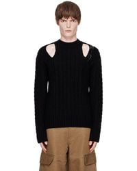 Simone Rocha - Embellished Cable Knit Slash Sweater - Lyst
