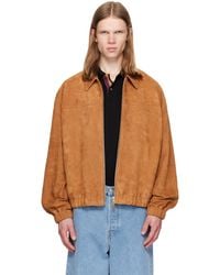 Paul Smith - Tan Suede Bomber Jacket - Lyst