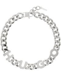 HUGO - Silver Curb Chain Necklace - Lyst
