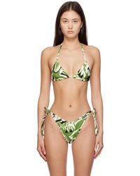 Palm Angels - Haut de bikini vert et blanc à motif graphique - Lyst