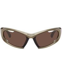 Balenciaga - Brown Dynamo Rectangle Sunglasses - Lyst