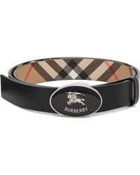 Burberry - Ceinture Réversible Noir Et À Logo Ekd Et À Carreaux - Lyst
