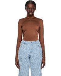 Mugler - Brown Mock Neck Bodysuit - Lyst