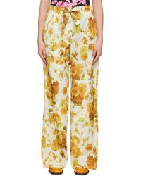 着心地ゆったり♪【Dries Van Noten】フローラル トラウザーズ Dries Van Noten シルバー フローラル トラウザーズ ナチュラル