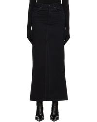 Balenciaga - Jupe longue noire en denim à fente - Lyst