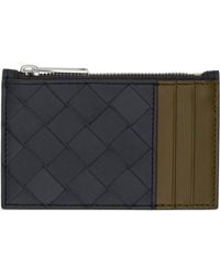 Bottega Veneta - Khaki Intrecciato Zippered Card Holder - Lyst