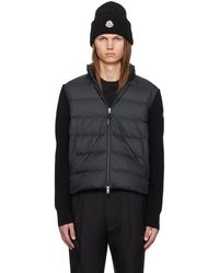 Moncler - Pull À Capuche Noir Rembourré En Duvet À Glissière - Lyst