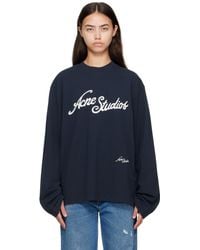 Acne Studios - ネイビー ロゴ リラックスフィット Tシャツ - Lyst
