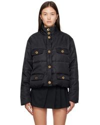 Moschino - Black Button Puffer Jacket - Lyst