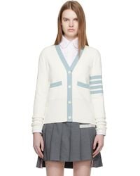 Thom Browne - Off- Milano Stitch Cotton 4-Bar Cardigan - Lyst