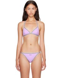 Versace - Haut De Bikini Mauve À Motif Greca - Lyst
