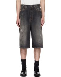 Acne Studios - Short Noir En Denim À Effet Délavé - Lyst