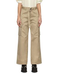 Sacai - Beige Belted Trousers - Lyst