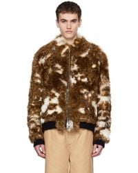 Marni - Brown & White Spread Collar Fur Jacket - Lyst