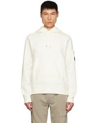 C.P. Company - C.p. Company White Brushed Hoodie - Lyst