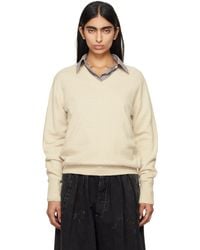 Maison Margiela - Cashmere Blend V-Neck Sweater - Lyst
