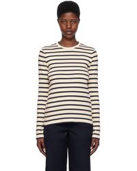 Jil Sander - Off-white & Navy Stripe Long Sleeve T-shirt - Lyst