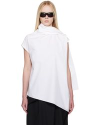 Carven - Chemisier Blanc À Panneau De Style Écharpe - Lyst