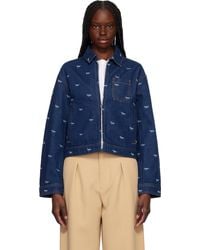 Maison Kitsuné - Zipped Cropped Denim Jacket - Lyst