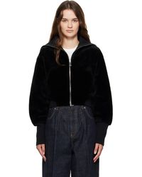 Victoria Beckham - Zip Shearling Bomber Jacket - Lyst